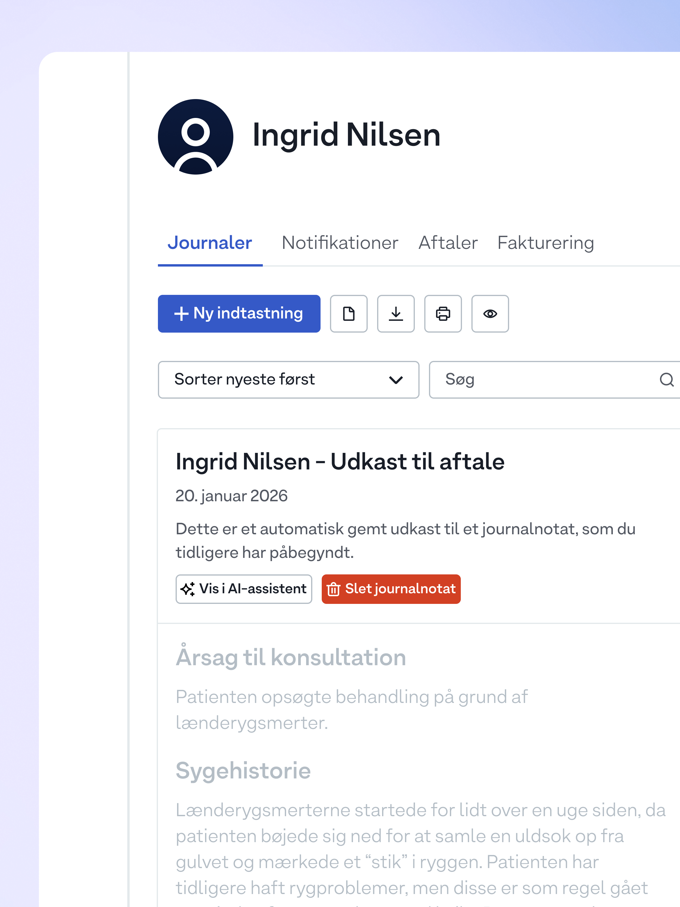 Få Nora til at udforme dine journalnotater